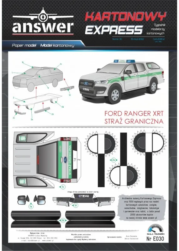 Papierový model - Ford Ranger XRT Polícia