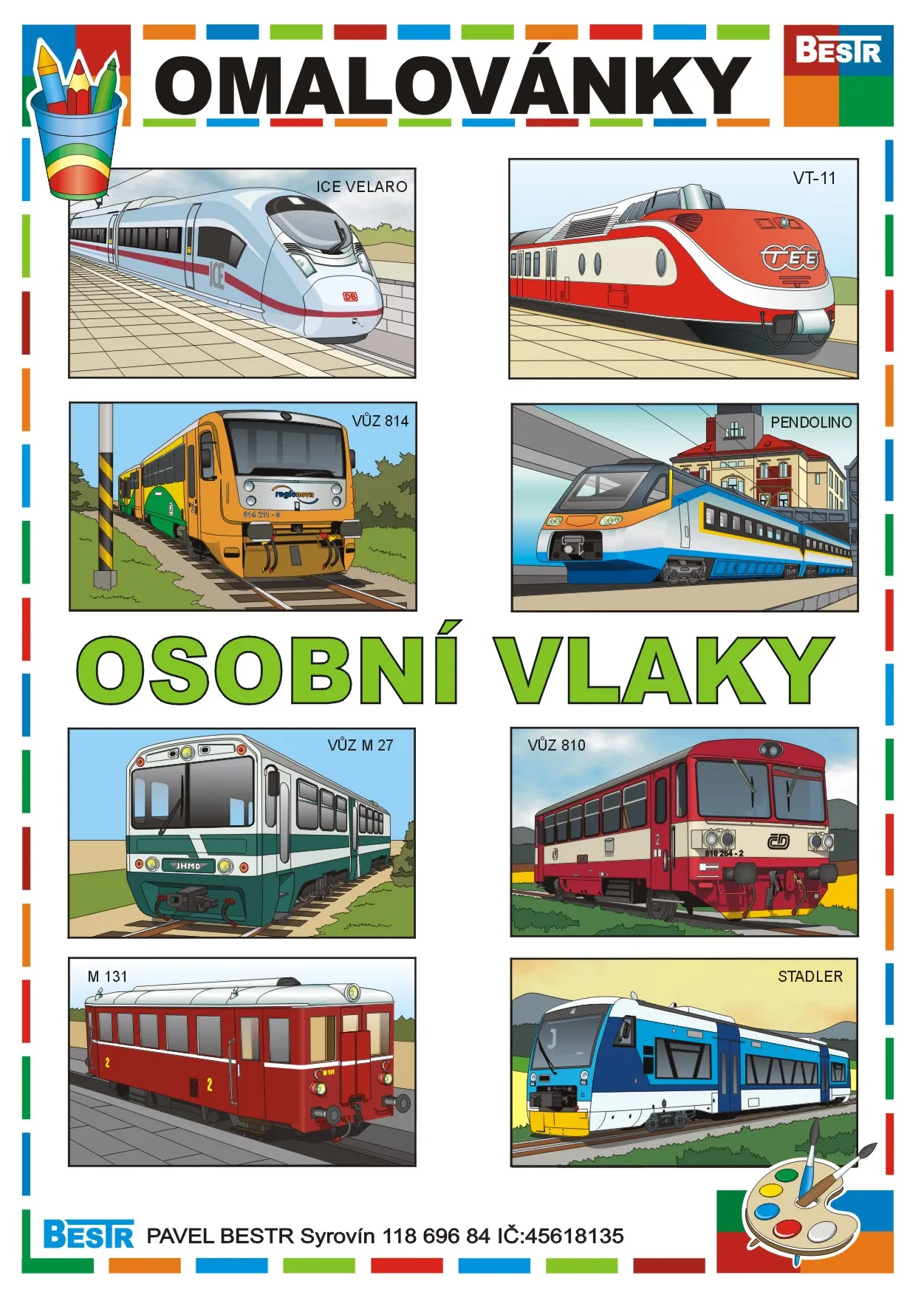 Omaľovánky Bestr A4 Osobné vlaky