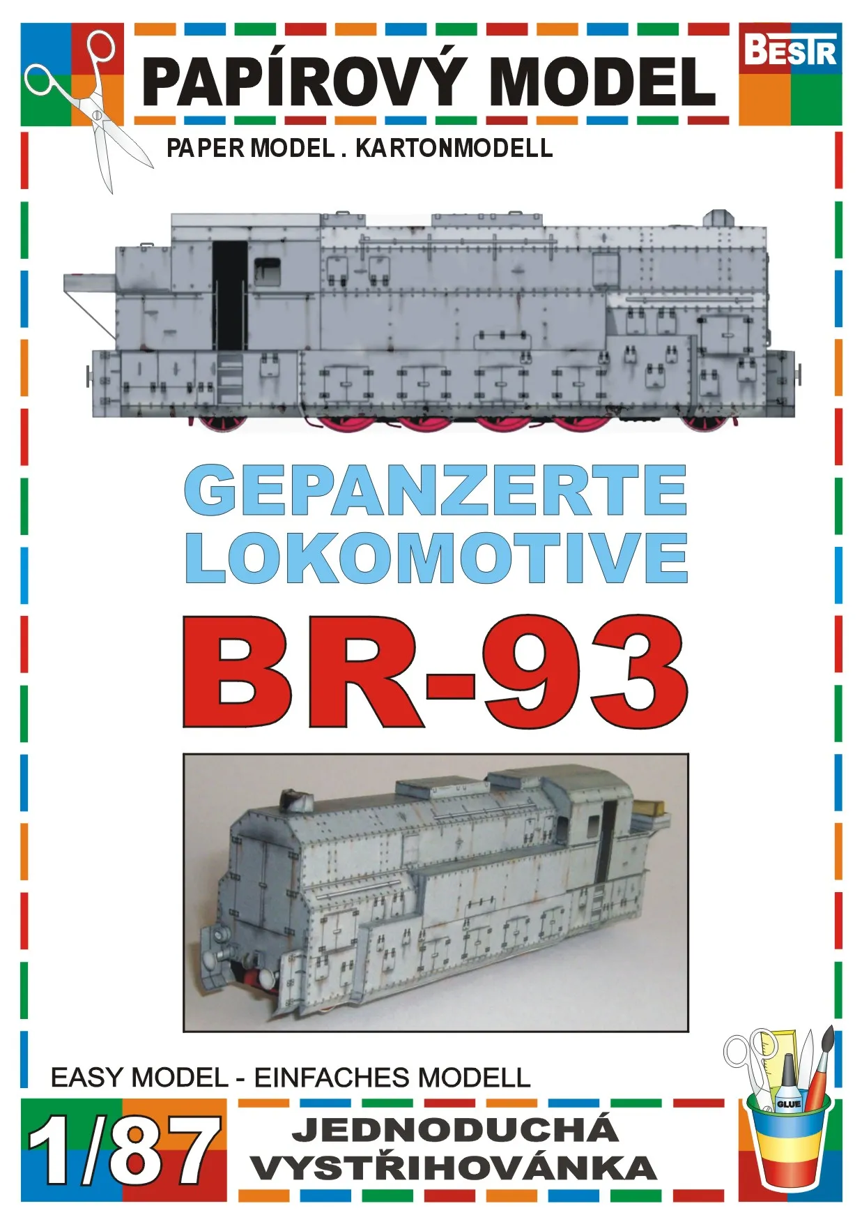 Papierový model - Pancierová lokomotíva BR-93 s vagónmi