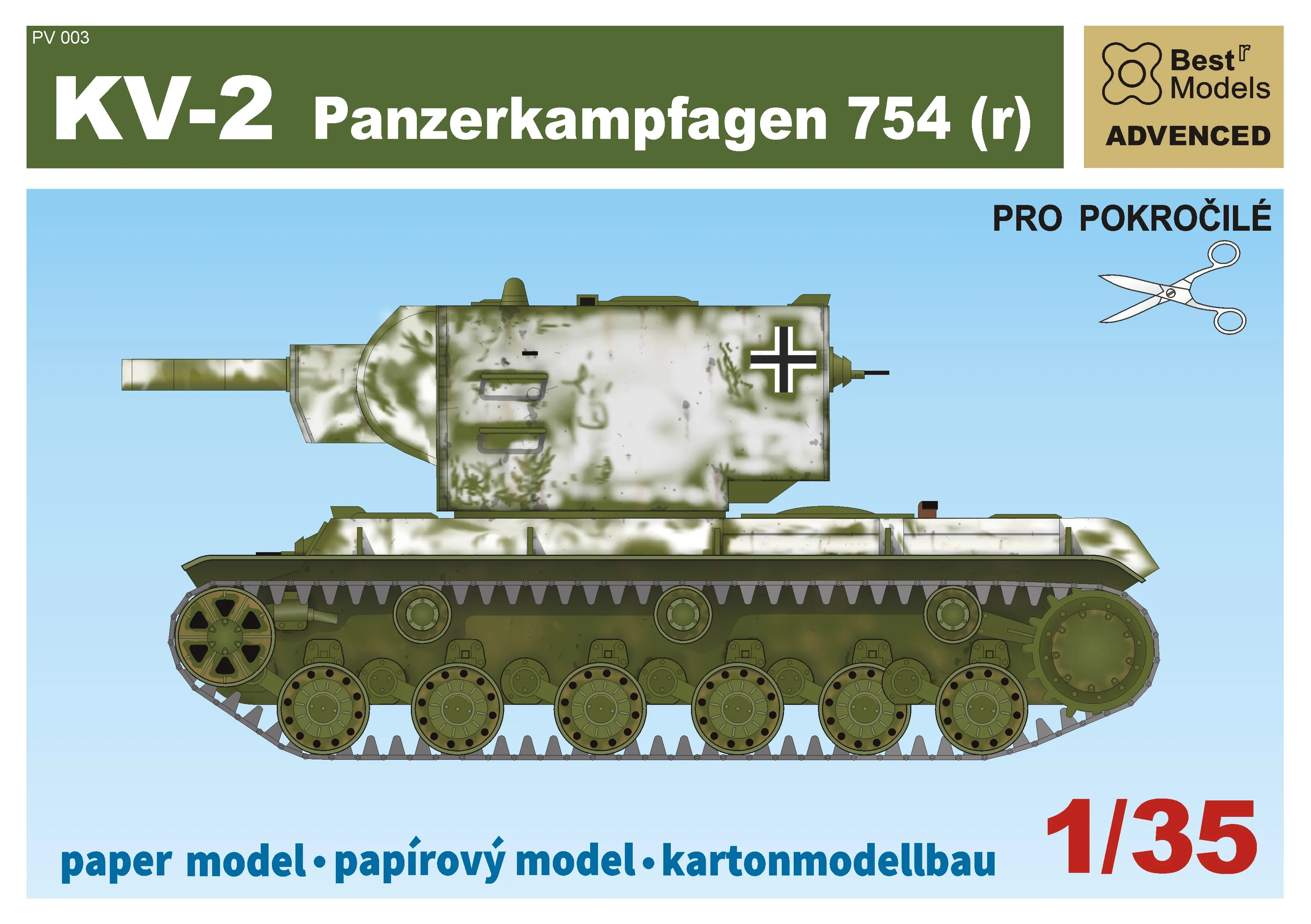 Papierový model - Tank KV-2 Panzerkampfagen 754 (r)