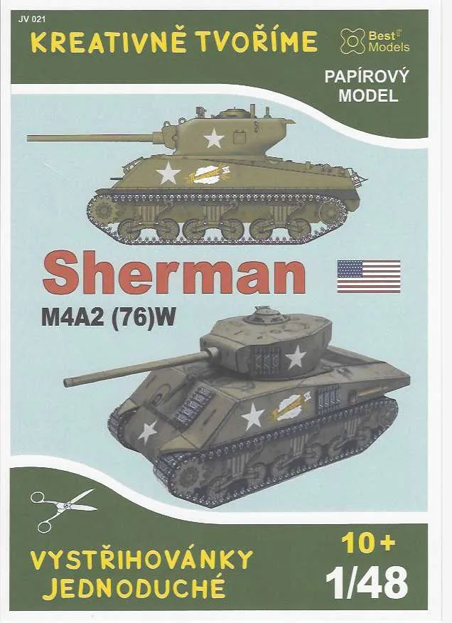 Papierový model - Tank Sherman M4A2 (76)W USA