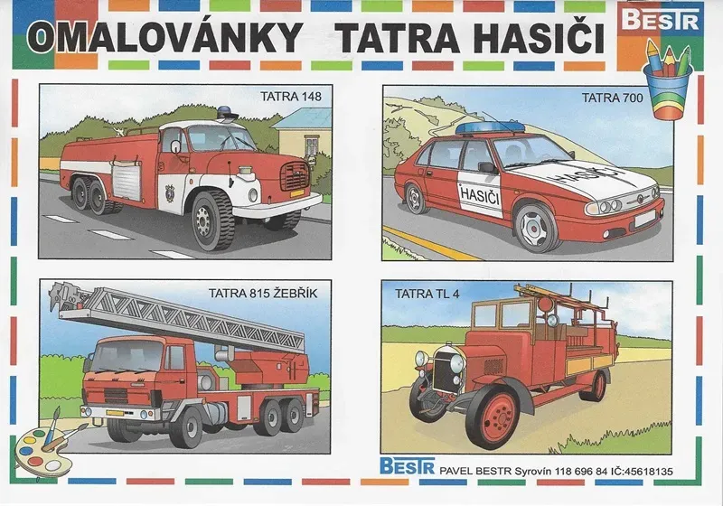 Omaľovánky Bestr A5 Tatra Hasiči