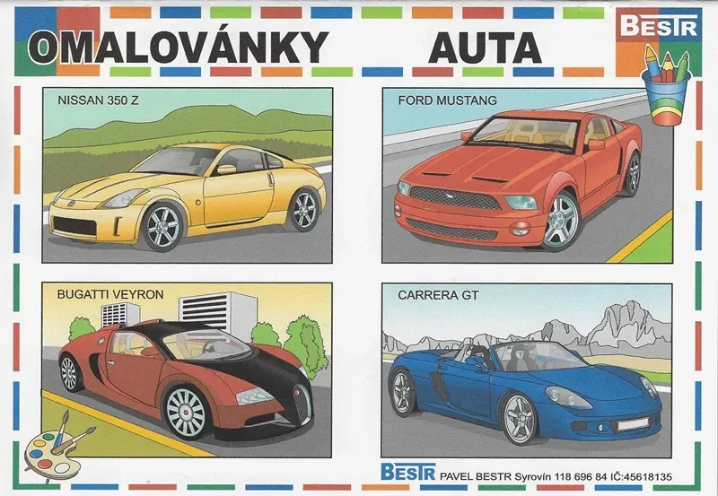 Omaľovánky Bestr A5 Autá