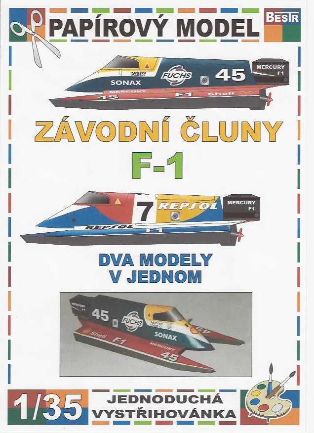 Papierový model - Závodné člny F-1 2v1