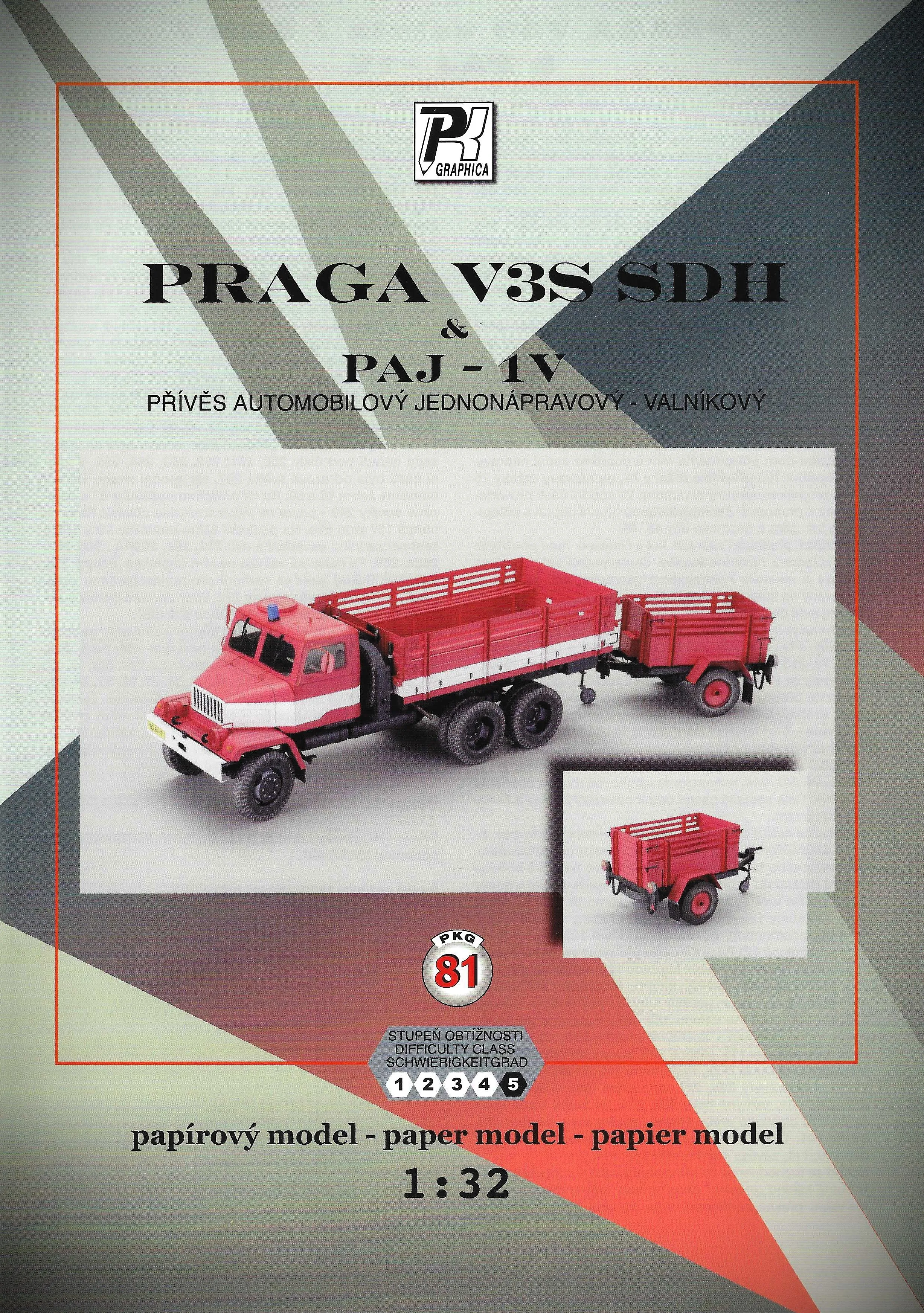 Papierový model - PRAGA V3S valník SDH s PAJ - 1V