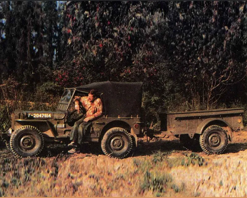 Papierový model US Jeep Willys MB s prívesom