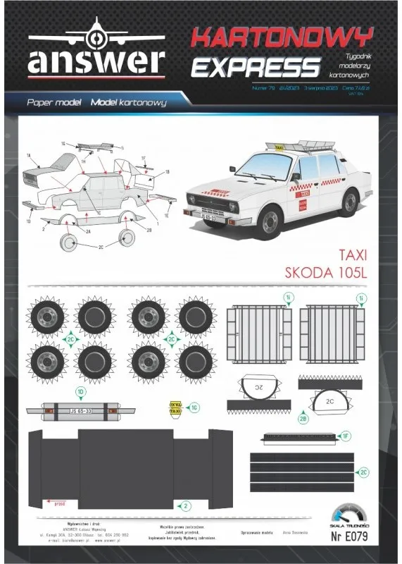Papierový model - Škoda 105L Taxi