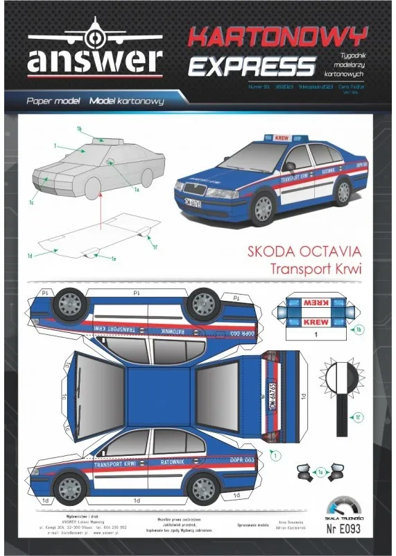 Papierový model - Škoda Octavia Transport krvi