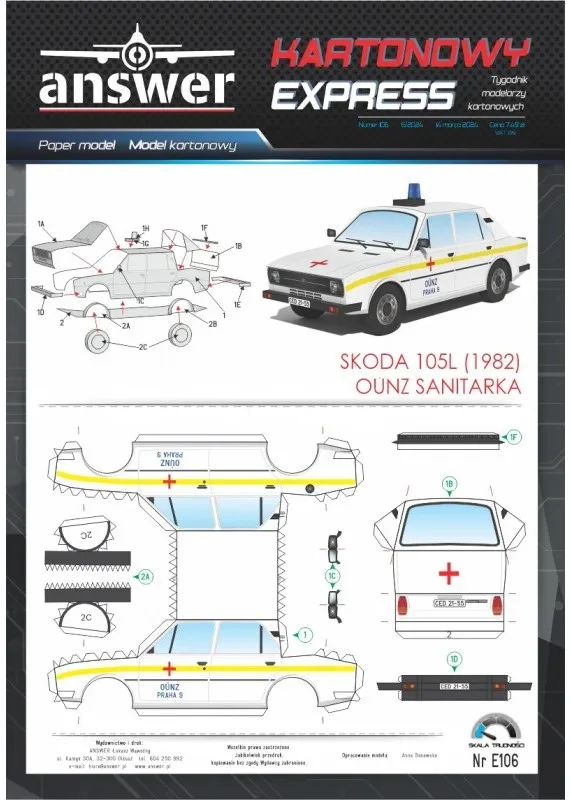 Papierový model - Škoda 105L (1982) OÚNZ