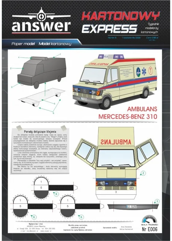 Papierový model - Mercedes-Benz 310 - Sanitka