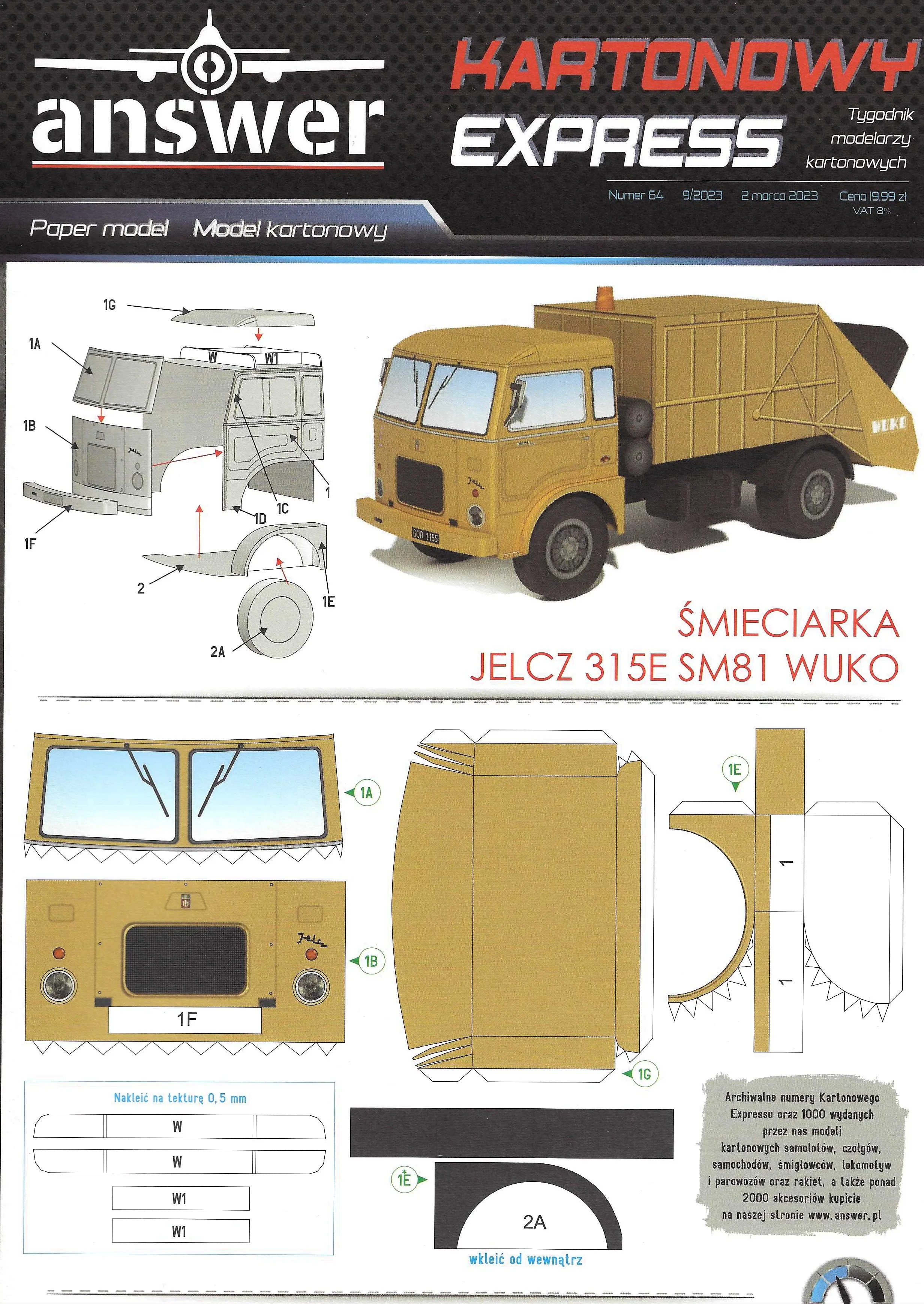 Papierový model - Jelcz 315 SM81 WUKO - smetiari - Škoda