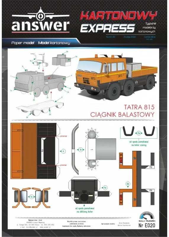 Papierový model - Cestný ťahač Tatra 815 6x6