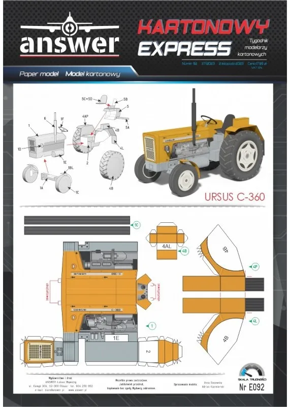 Papierový model - Traktor Ursus C-360