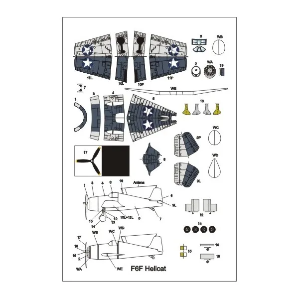 Papierový model - Prídavné lietadlo pre USS Yorktown - F6F Hellcat