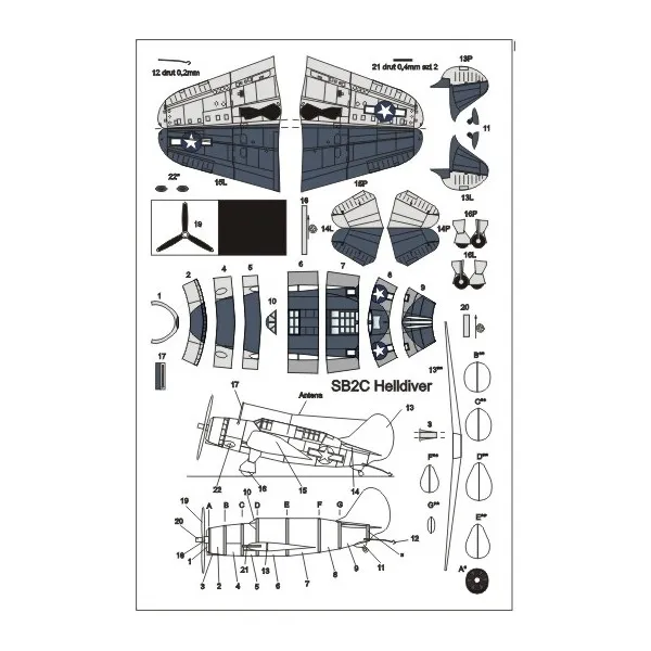 Papierový model - Prídavné lietadlo pre USS Yorktown - SB2C Helldiver