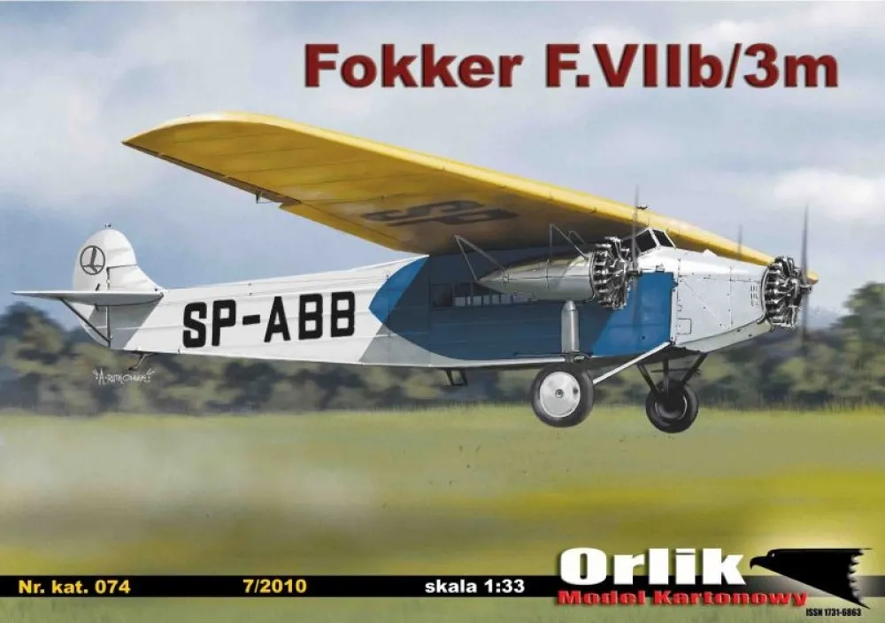 Papierový model - Osobné lietadlo Fokker F.VIIb/3m