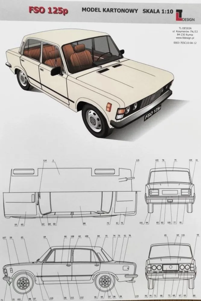 Papierový model - Fiat 125p / FSO 1500