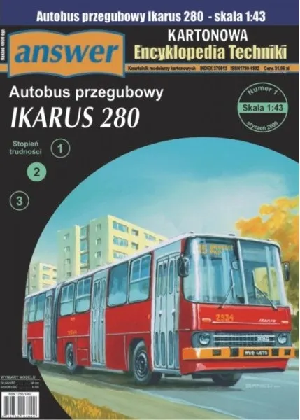 Papierový model - Ikarus 280 Kĺbový autobus (harmonika)