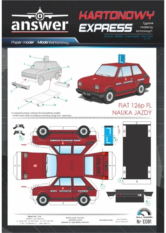 Papierový model - Fiat 126p FL + Autoškola