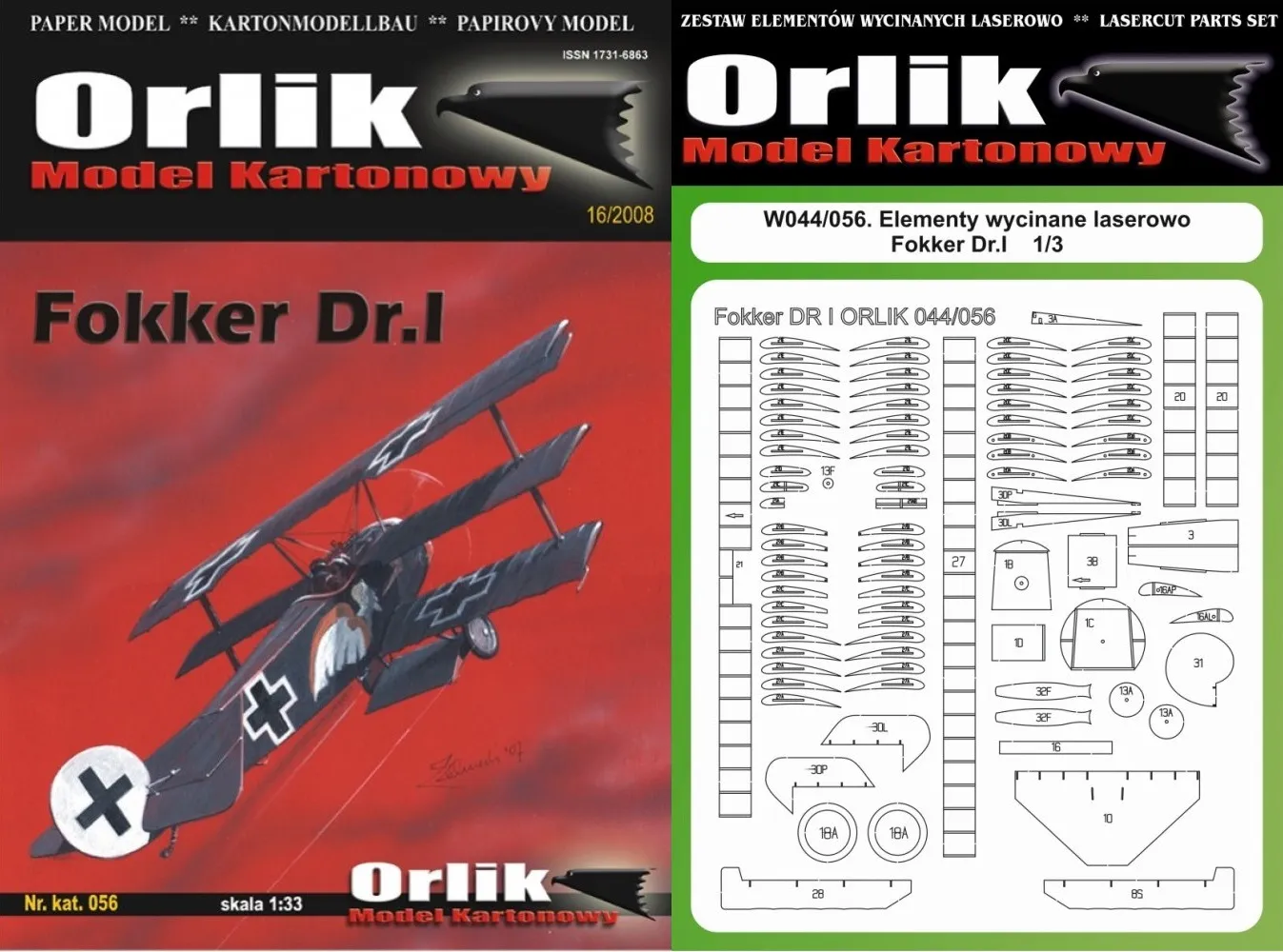 Papierový model Trojplošník Fokker Dr.I + Laser