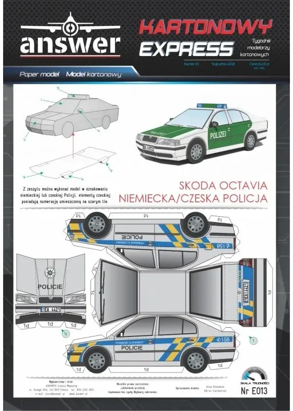 Papierový model - Škoda Octavia Česká a Nemecká polícia