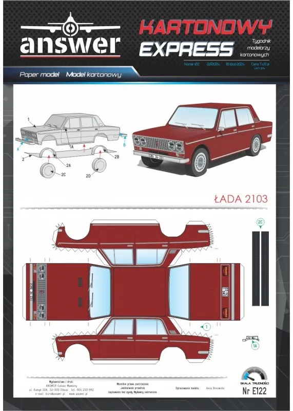 Papierový model - Lada 2103 červená