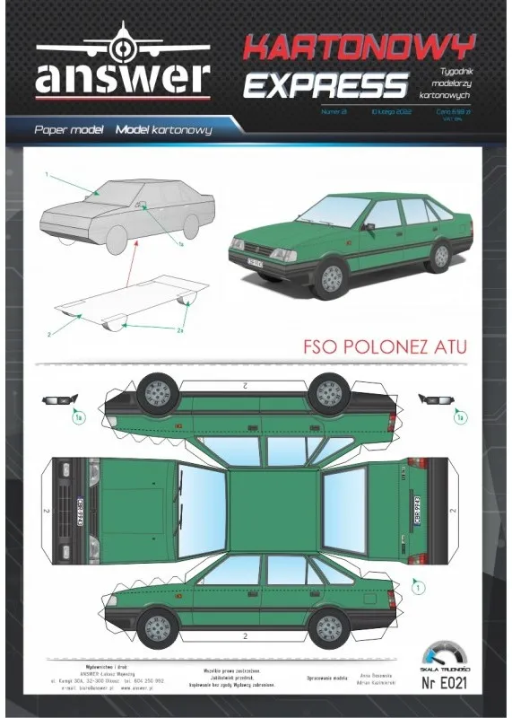 Papierový model - Polonez ATU zelený