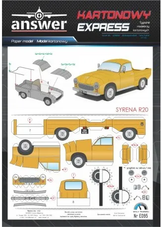 Papierový model - Syrena R20 kombi žltá