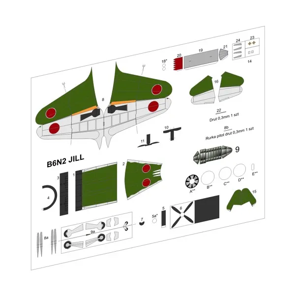 Papierový model - Prídavné lietadlo pre IJN Zuiho - B6N2 JiLL