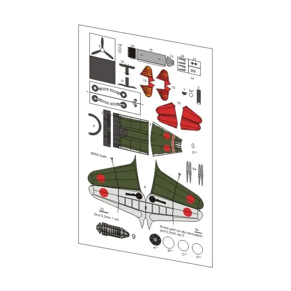 Papierový model - Prídavné lietadlo pre IJN Akagi - B5N2 Kate