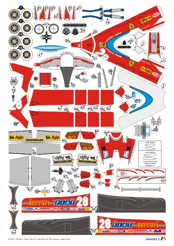Papierový model Ferrari 126 CX Comprex - Didier Pironi - USA West GP 1981 practice