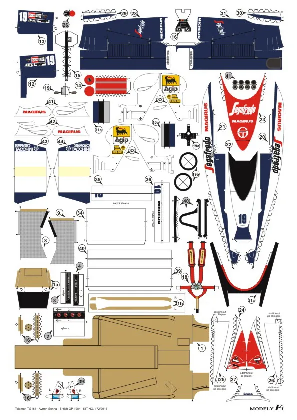 Papierový model Toleman TG-184 Hart - Ayrton Senna - British GP 1984