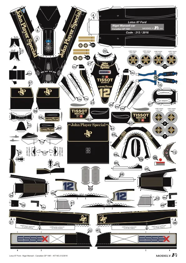Papierový model Lotus 87 Ford - Nigel Mansell - Canadian GP 1981