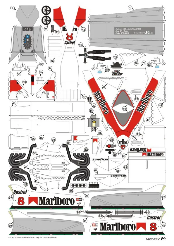 Papierový model McLaren M30 Ford - Italy GP 1980 - Alain Prost