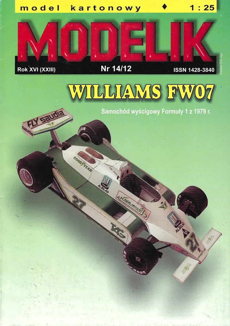 Papierový model Formula F1 Williams FW07 1979